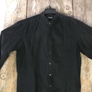 Kenneth Cole No Collar Large Black Shirt